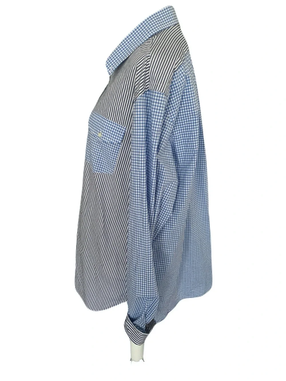 Polo by Ralph Lauren XL Blue Patchwork Stripe Gingham Plaid Button-Down Shirt
